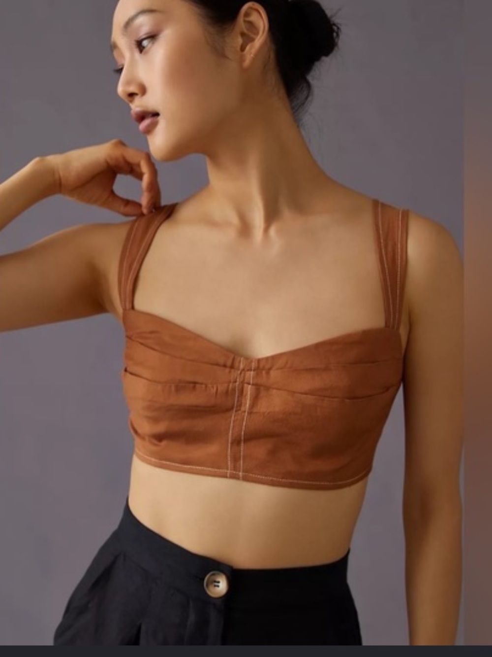 Anthropologie Rust Brown Cropped Bustier Tank XS